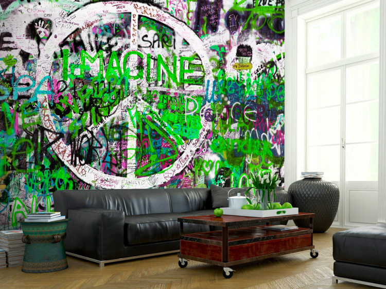 Wall Mural Street art - graffiti with colourful text in English and a pacifier 88514