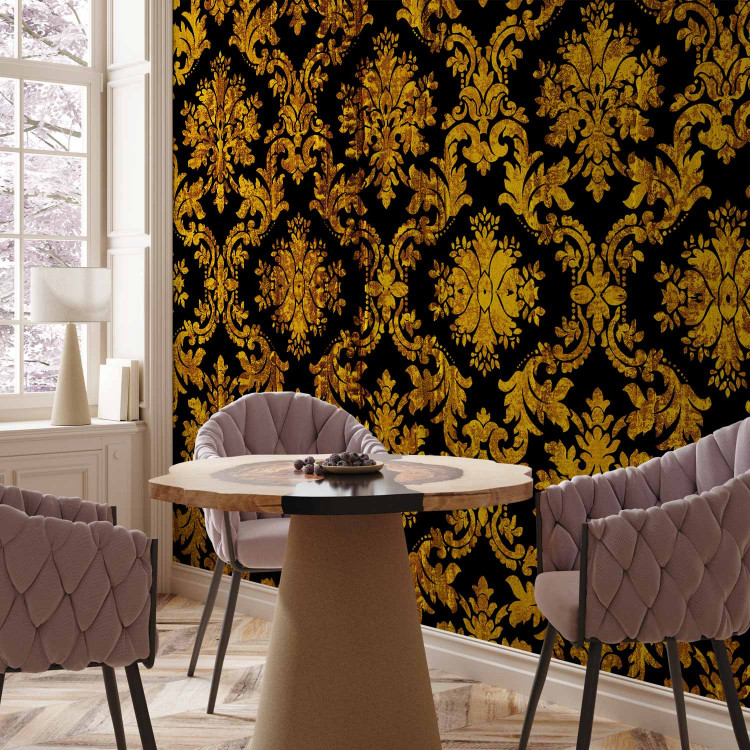 Photo Wallpaper Golden age - regular ornaments in baroque style on a black background 89814 additionalImage 7