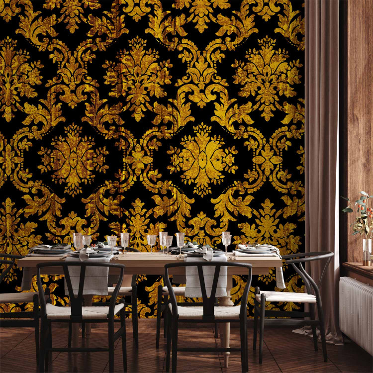 Photo Wallpaper Golden age - regular ornaments in baroque style on a black background 89814 additionalImage 6