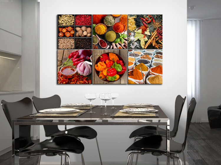 Canvas Print Colorful Kitchen - Still Life with Bell Pepper and Kitchen Spices 98114 additionalImage 3