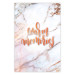 Poster Warm memories - orange English text on a marble background 114324