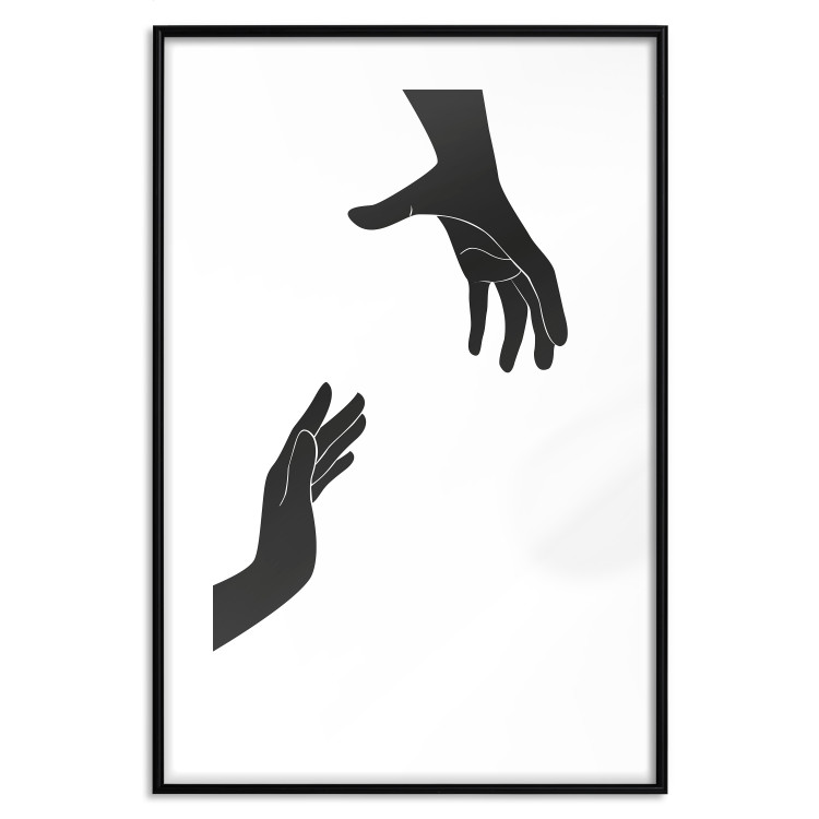 Wall Poster Helping Hand - black and white composition with hands on a uniform background 116324 additionalImage 14