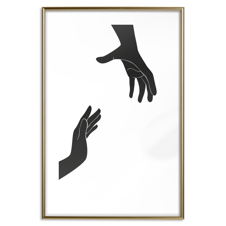 Wall Poster Helping Hand - black and white composition with hands on a uniform background 116324 additionalImage 16