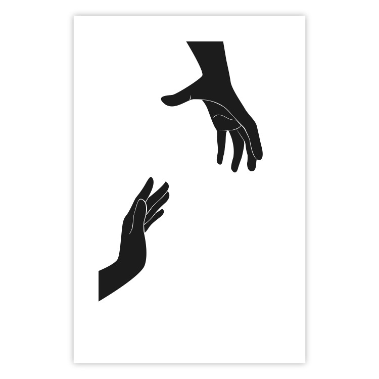 Wall Poster Helping Hand - black and white composition with hands on a uniform background 116324 additionalImage 18