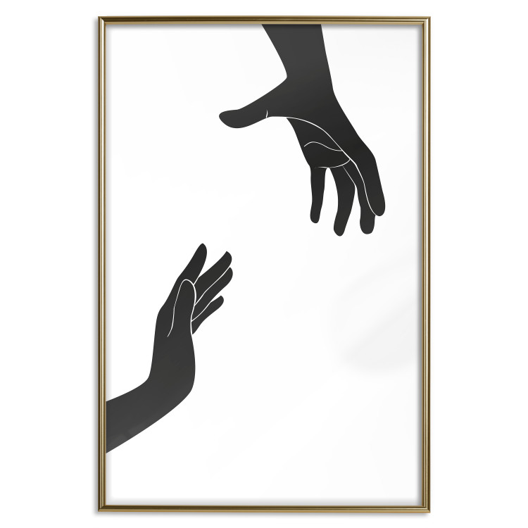 Wall Poster Helping Hand - black and white composition with hands on a uniform background 116324 additionalImage 15