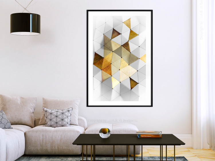Poster Gold for the Brave - unique abstraction in 3D geometric figures 118524 additionalImage 12