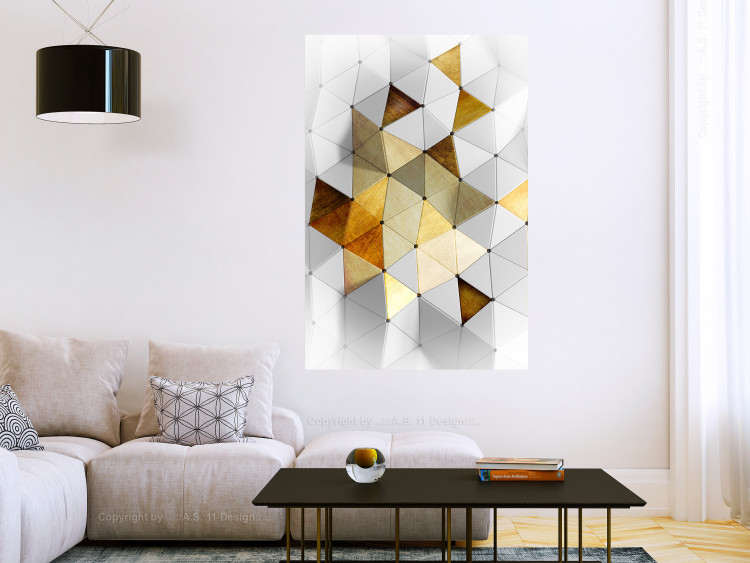 Poster Gold for the Brave - unique abstraction in 3D geometric figures 118524 additionalImage 17
