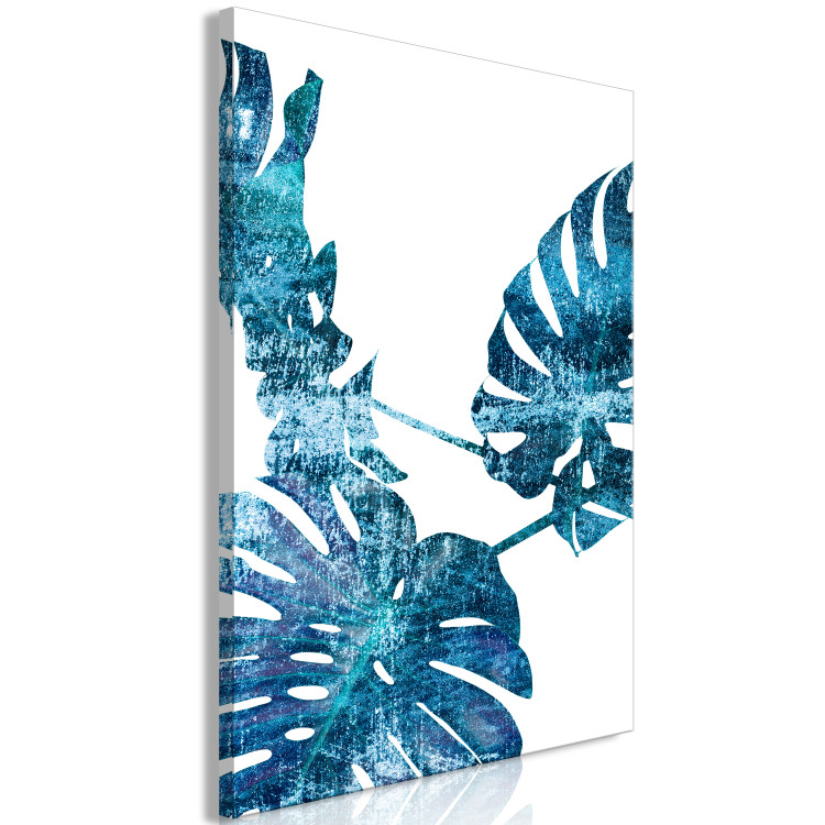 Canvas Art Print Topaz Reflections - Blue Monstera Leaves Isolated on White 122324 additionalImage 2