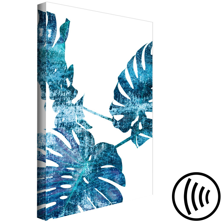Canvas Art Print Topaz Reflections - Blue Monstera Leaves Isolated on White 122324 additionalImage 6