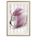 Poster Provence Magnolia - pink flowers on a background of white wooden boards 122724 additionalThumb 19