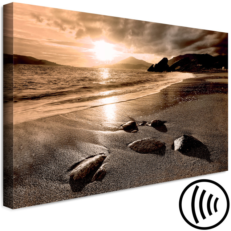 Canvas Art Print Sunset over the sea in sepia - a moody sea landscape 125024 additionalImage 6