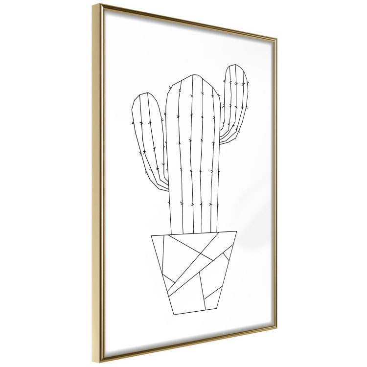 Poster Wild Cactus - line art of cactus in pot with geometric figures 128024 additionalImage 12