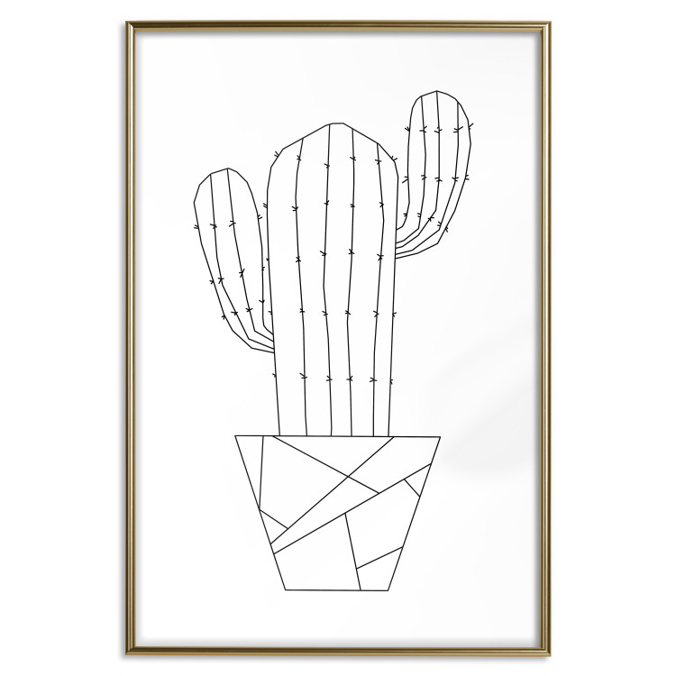 Poster Wild Cactus - line art of cactus in pot with geometric figures 128024 additionalImage 17