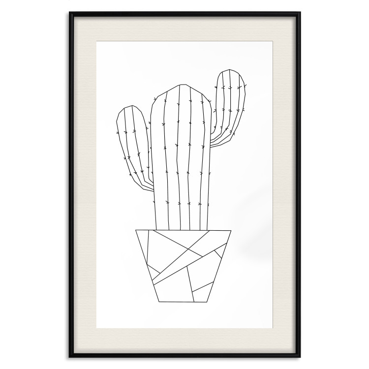 Poster Wild Cactus - line art of cactus in pot with geometric figures 128024 additionalImage 19