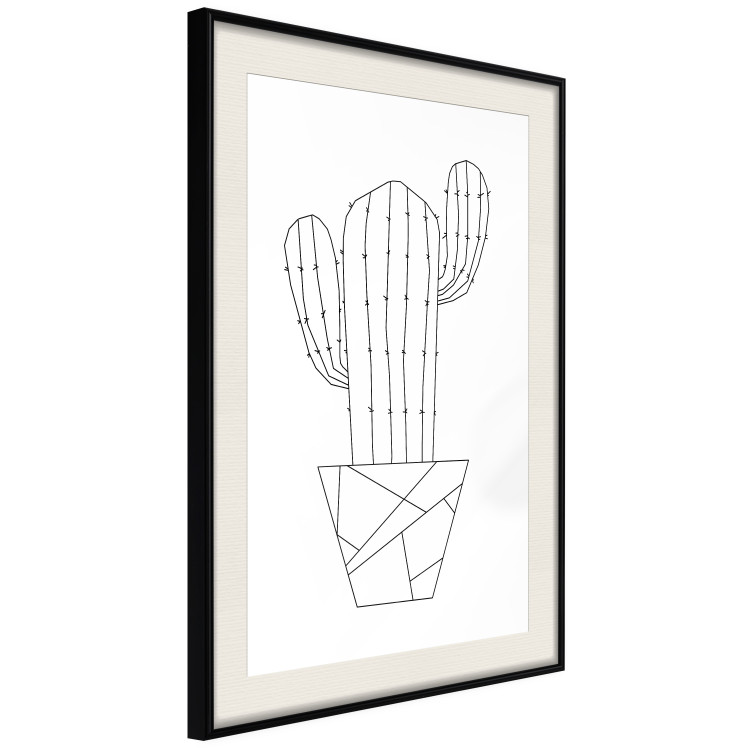 Poster Wild Cactus - line art of cactus in pot with geometric figures 128024 additionalImage 2