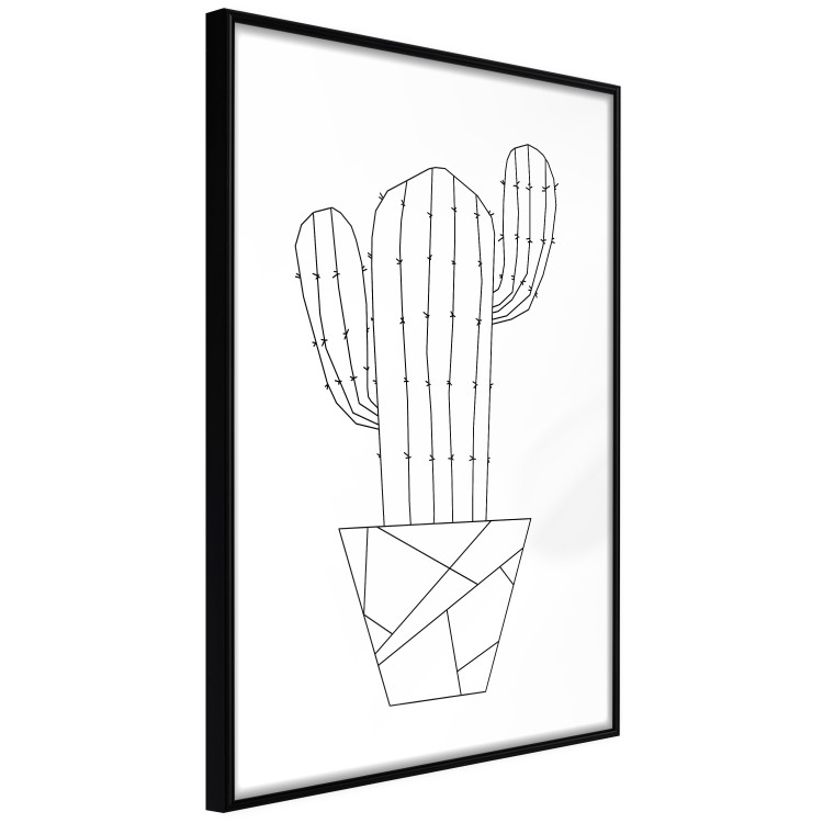 Poster Wild Cactus - line art of cactus in pot with geometric figures 128024 additionalImage 11