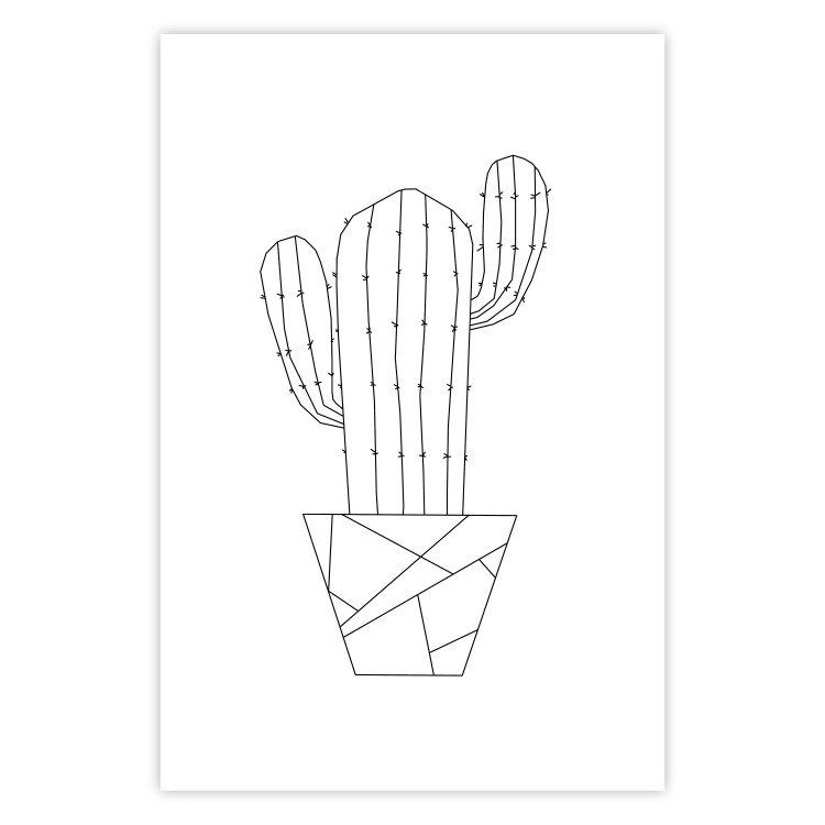 Poster Wild Cactus - line art of cactus in pot with geometric figures 128024 additionalImage 25