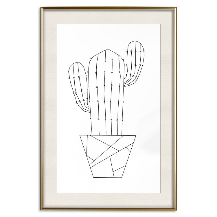Poster Wild Cactus - line art of cactus in pot with geometric figures 128024 additionalImage 20