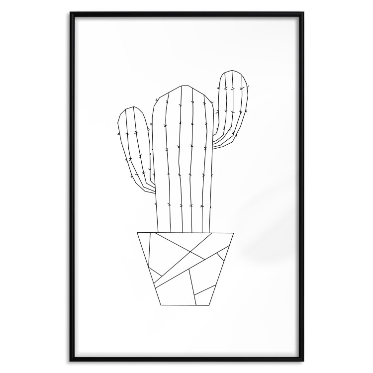 Poster Wild Cactus - line art of cactus in pot with geometric figures 128024 additionalImage 15