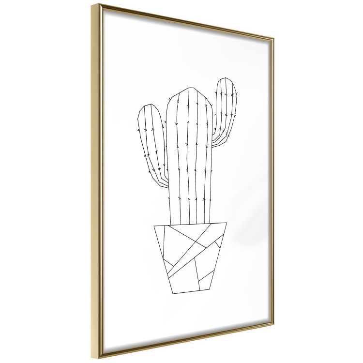 Poster Wild Cactus - line art of cactus in pot with geometric figures 128024 additionalImage 9
