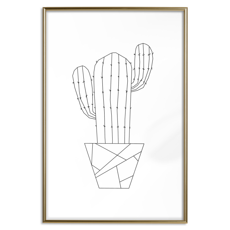Poster Wild Cactus - line art of cactus in pot with geometric figures 128024 additionalImage 14