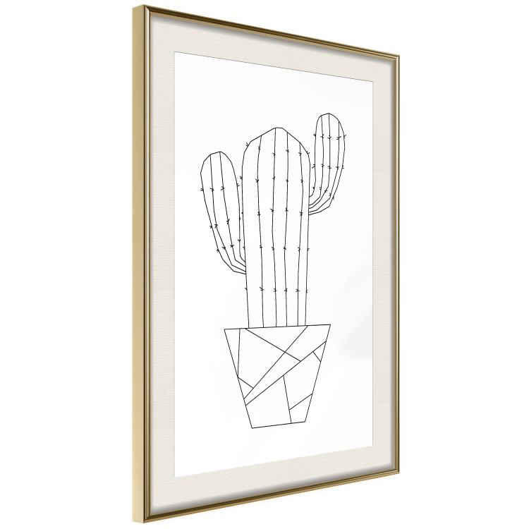 Poster Wild Cactus - line art of cactus in pot with geometric figures 128024 additionalImage 3