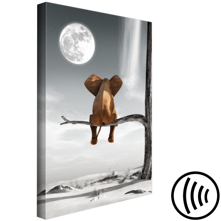 Canvas Print Elephant and Moon (1-part) vertical - fantastically depicted animal 128824 additionalImage 6
