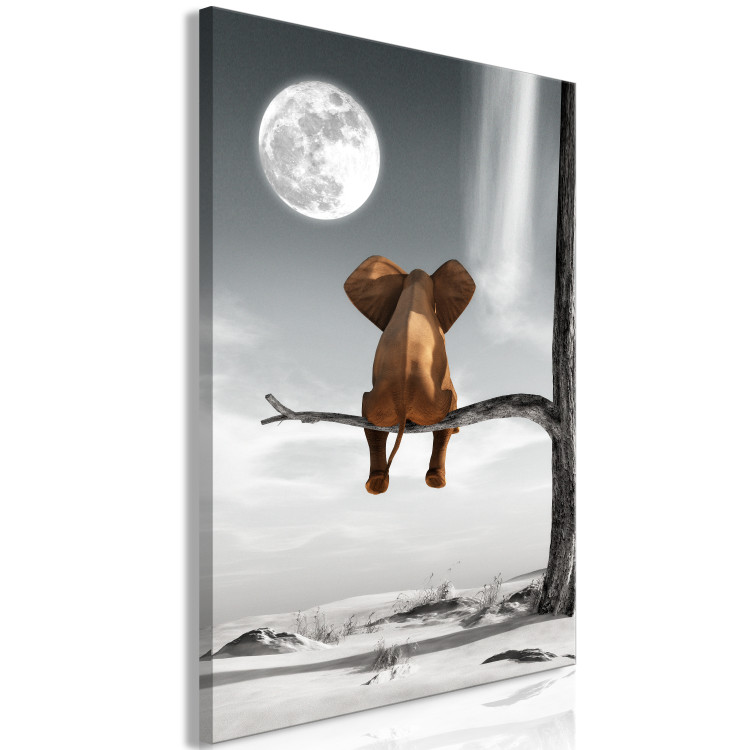 Canvas Print Elephant and Moon (1-part) vertical - fantastically depicted animal 128824 additionalImage 2