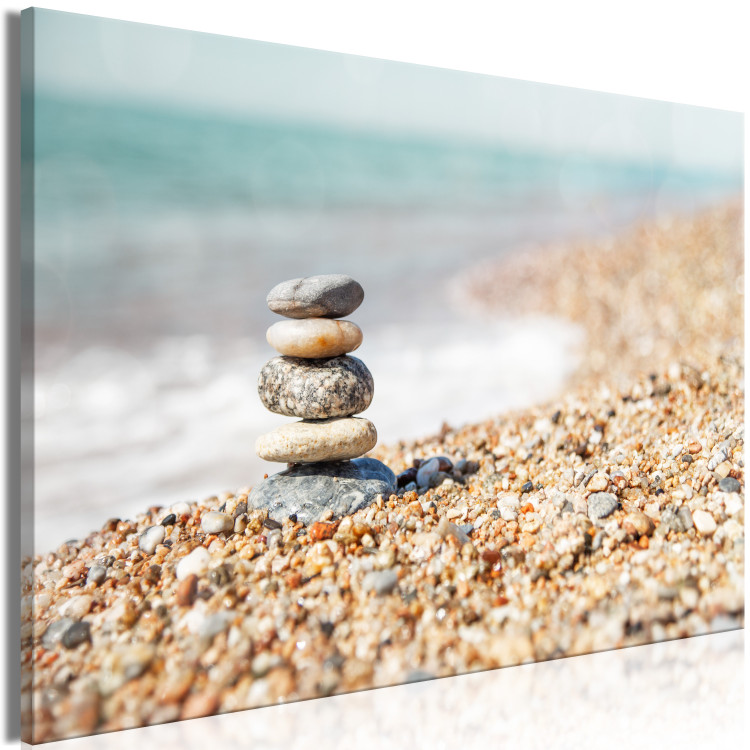 Canvas Art Print Summer Moment (1-piece) Wide - stone beach landscape against the sea 129824 additionalImage 2