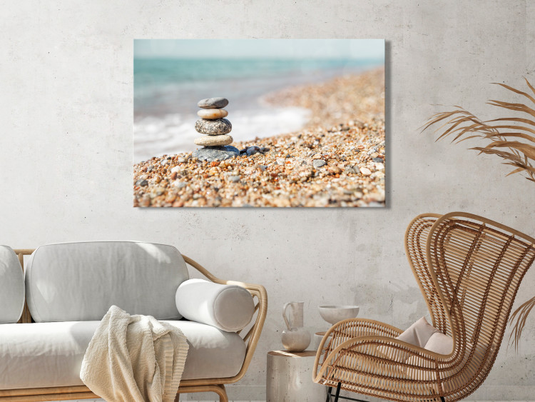 Canvas Art Print Summer Moment (1-piece) Wide - stone beach landscape against the sea 129824 additionalImage 3