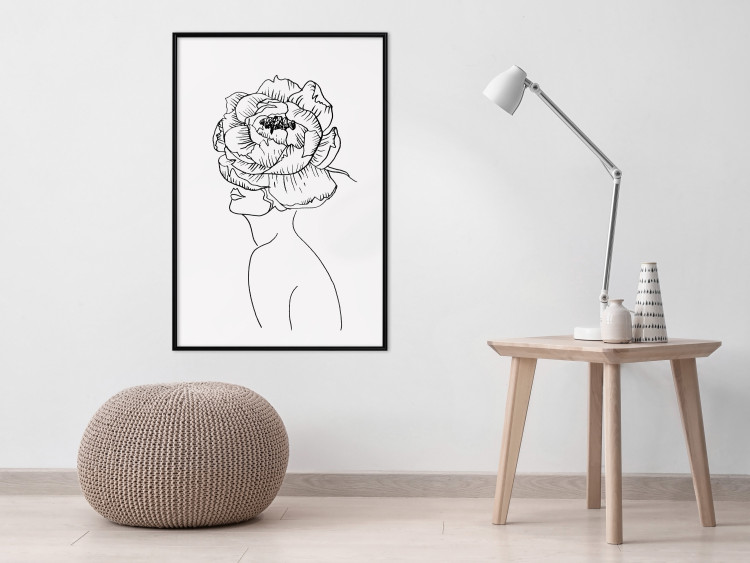 Poster Face of Youth - line art portrait of a woman with flowers on a light background 130824 additionalImage 4