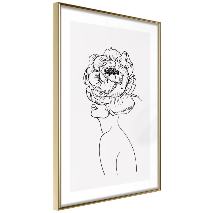 Poster Face of Youth - line art portrait of a woman with flowers on a light background 130824 additionalImage 7