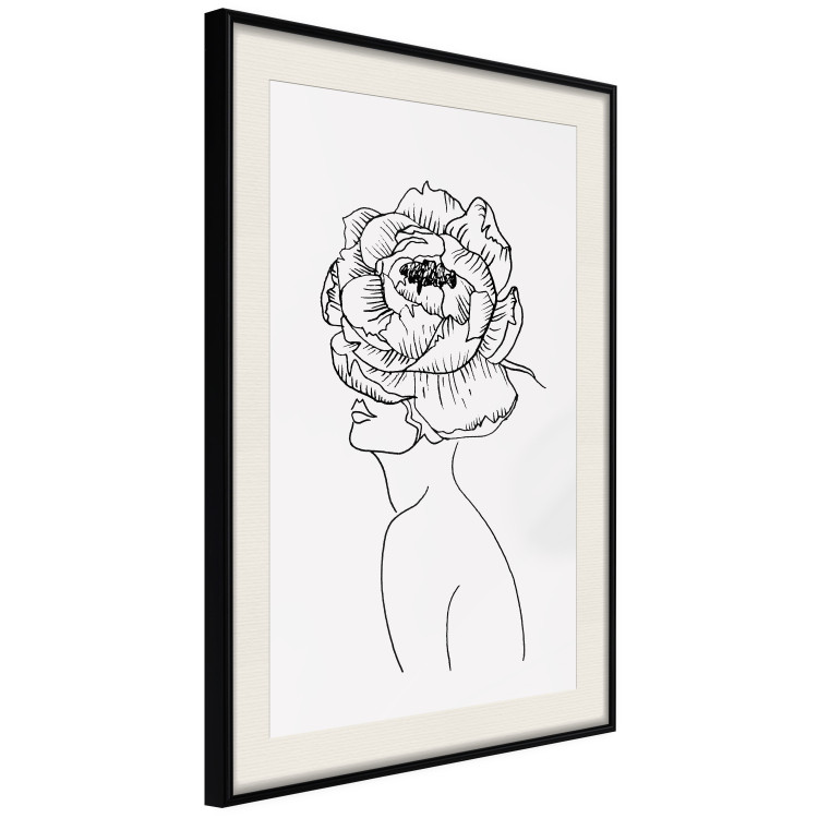 Poster Face of Youth - line art portrait of a woman with flowers on a light background 130824 additionalImage 2