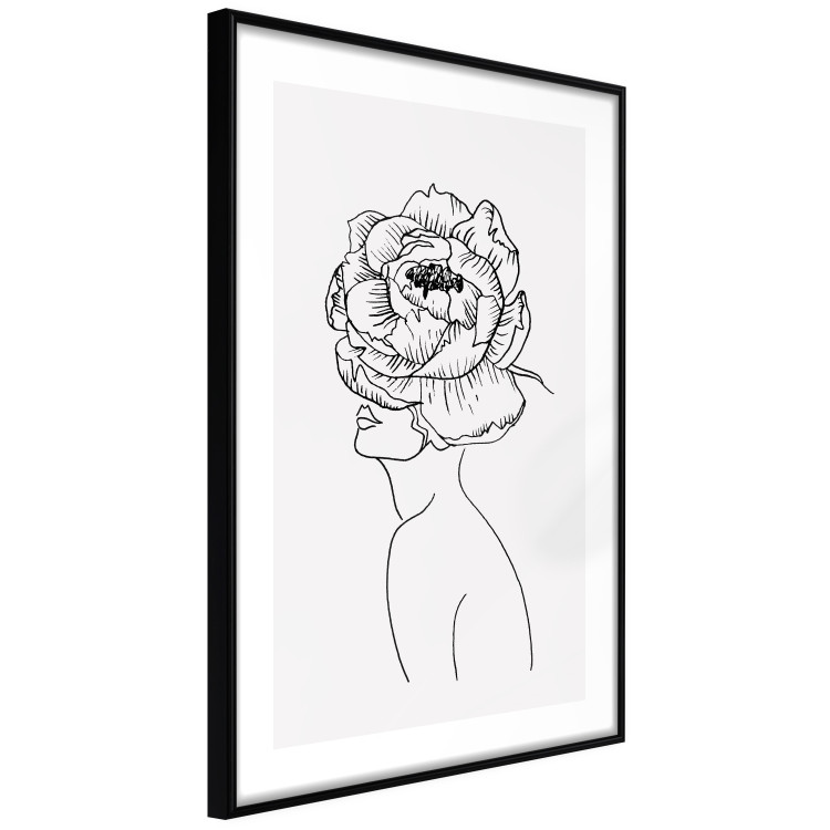 Poster Face of Youth - line art portrait of a woman with flowers on a light background 130824 additionalImage 6