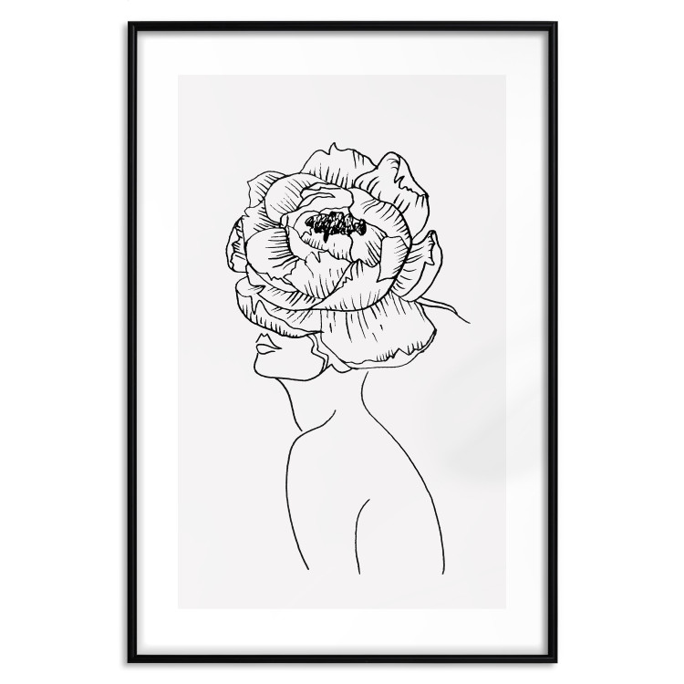 Poster Face of Youth - line art portrait of a woman with flowers on a light background 130824 additionalImage 15