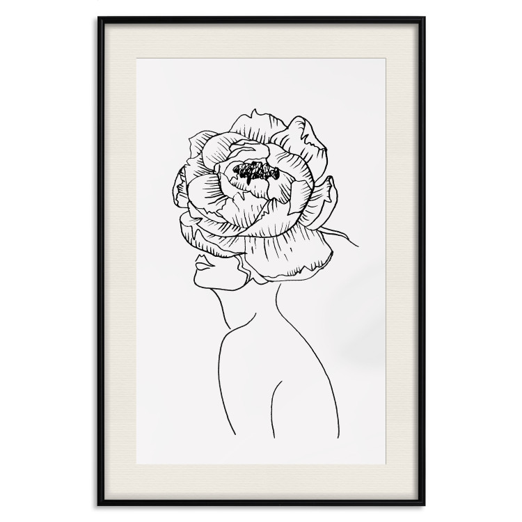 Poster Face of Youth - line art portrait of a woman with flowers on a light background 130824 additionalImage 19