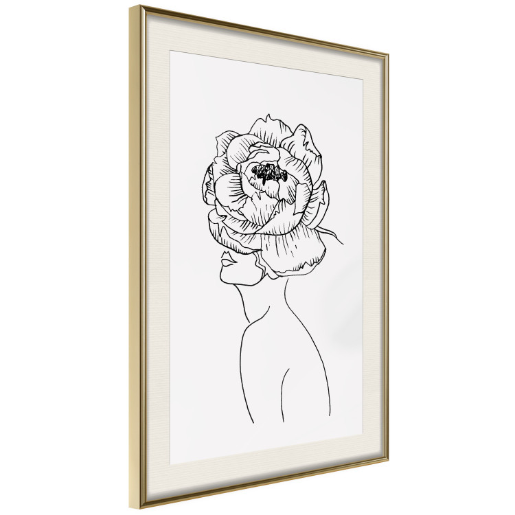 Poster Face of Youth - line art portrait of a woman with flowers on a light background 130824 additionalImage 3