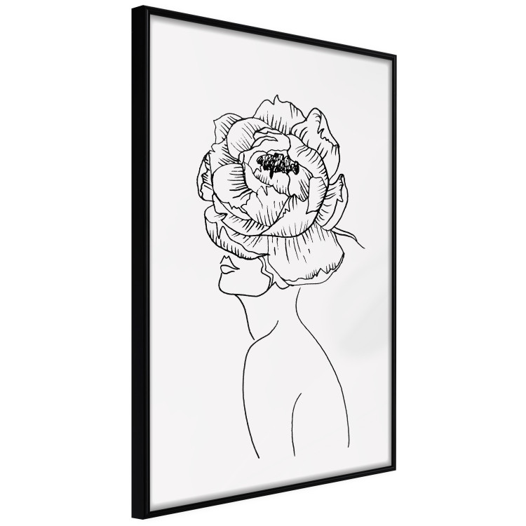 Poster Face of Youth - line art portrait of a woman with flowers on a light background 130824 additionalImage 11