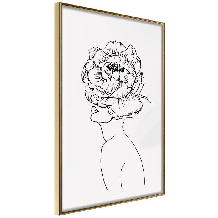 Poster Face of Youth - line art portrait of a woman with flowers on a light background 130824 additionalImage 12