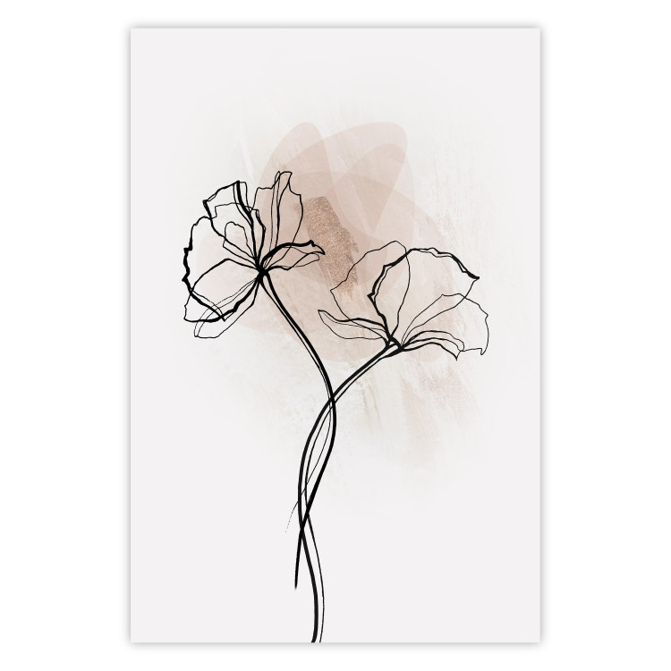 Wall Poster Path to the Sun - plant with a flower on a light background in a line art style 131924