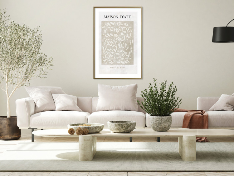 Poster Art House - beige abstraction with leaves and text in scandi boho style 137224 additionalImage 2