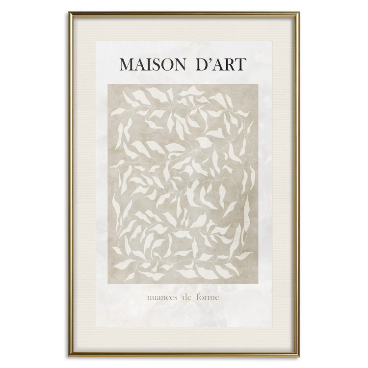 Poster Art House - beige abstraction with leaves and text in scandi boho style 137224 additionalImage 15