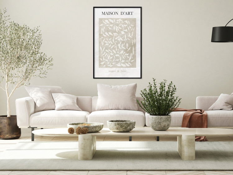 Poster Art House - beige abstraction with leaves and text in scandi boho style 137224 additionalImage 5
