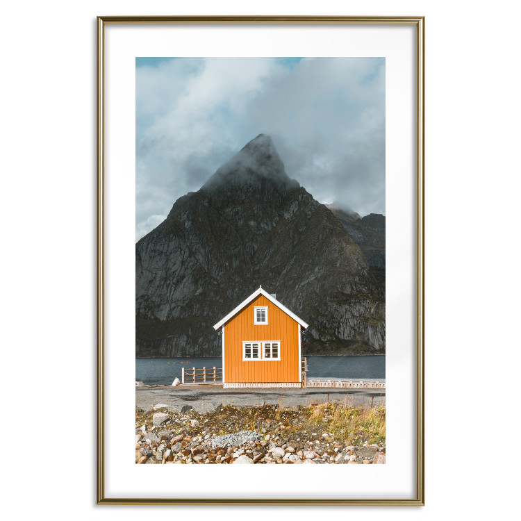 Wall Poster Northern Shore - majestic composition of a yellow cottage against mountains 138724 additionalImage 14