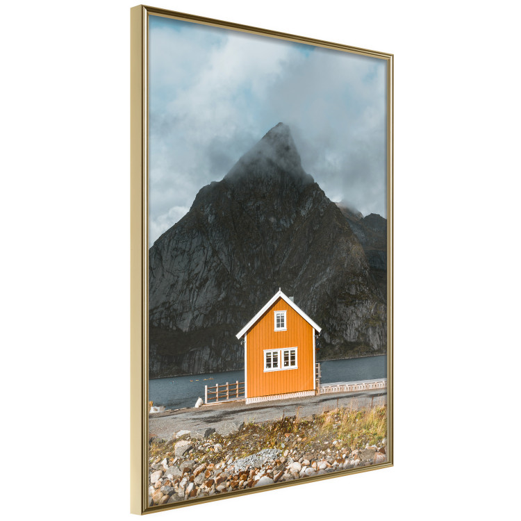 Wall Poster Northern Shore - majestic composition of a yellow cottage against mountains 138724 additionalImage 12