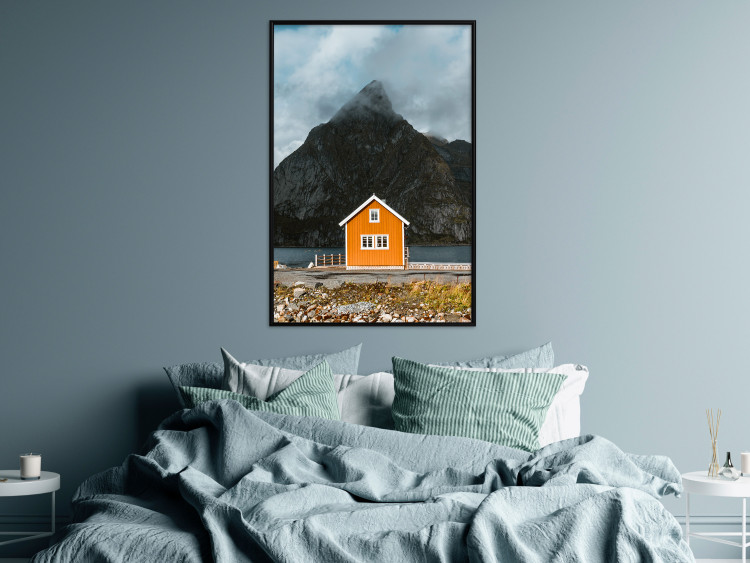 Wall Poster Northern Shore - majestic composition of a yellow cottage against mountains 138724 additionalImage 16