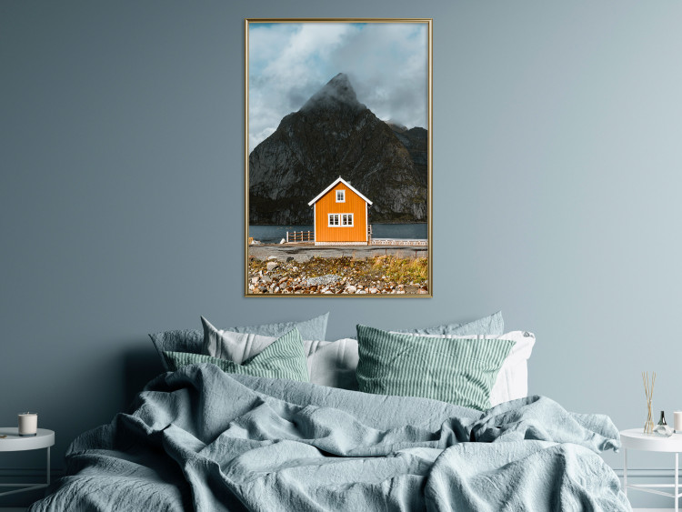 Wall Poster Northern Shore - majestic composition of a yellow cottage against mountains 138724 additionalImage 8