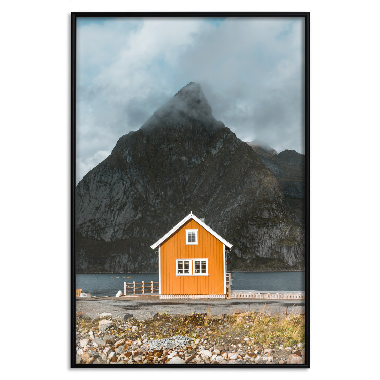 Wall Poster Northern Shore - majestic composition of a yellow cottage against mountains 138724 additionalImage 19