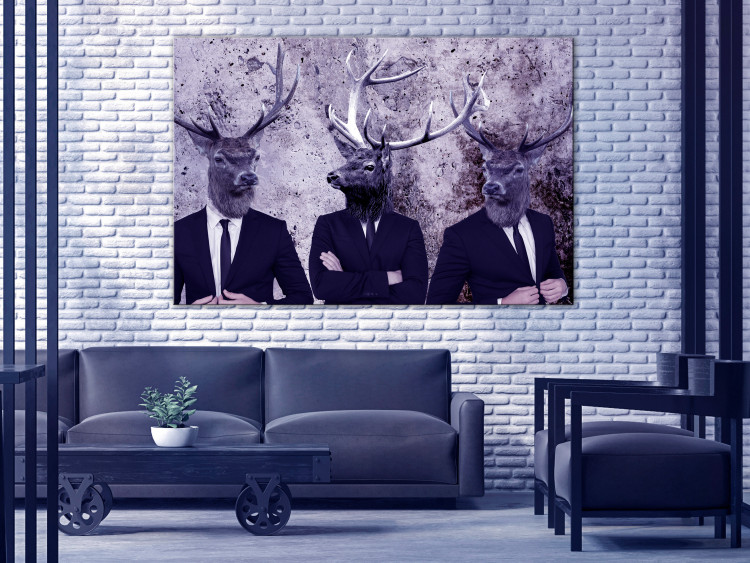 Canvas Art Print Gentlemen of the Forest (1-piece) Wide - abstraction with three deer 142324 additionalImage 3