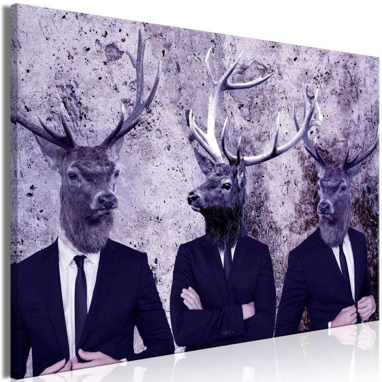 Canvas Art Print Gentlemen of the Forest (1-piece) Wide - abstraction with three deer 142324 additionalImage 2